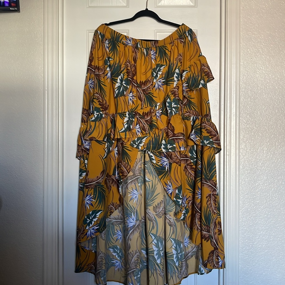 Mustard floral vacation two piece set perfect for a beach day or vacation